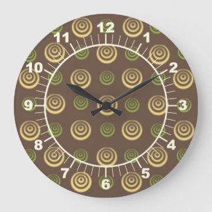 Yellow and Green Circles on Brown Wall Clock