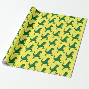 Yellow and Green Dinosaur Christmas Wrapping Paper