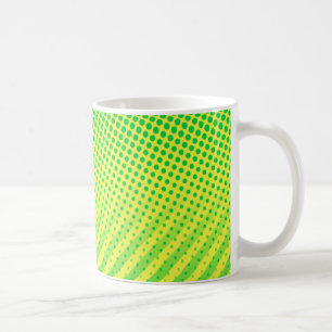Yellow and Green Dots and Stripes Coffee Mug