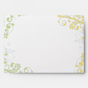 Yellow and Green Floral Wedding A-7 Envelopes
