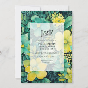 Yellow and Green Floral Wedding Invitation