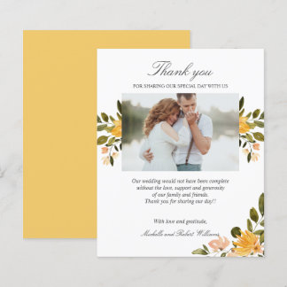 Yellow and green floral Wedding Photo THANK YOU