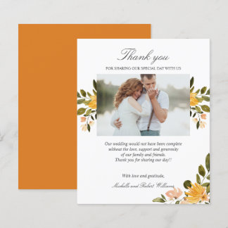 Yellow and green floral Wedding Photo THANK YOU