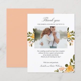 Yellow and green floral Wedding Photo THANK YOU