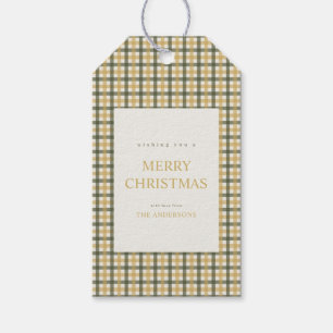 Yellow and Green Gingham Christmas Gift Tags