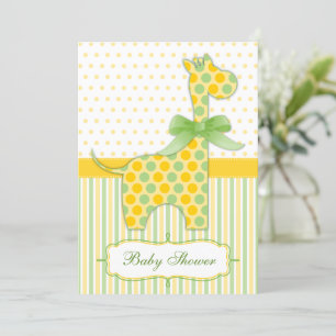 Yellow and Green Giraffe Baby Shower Invitation