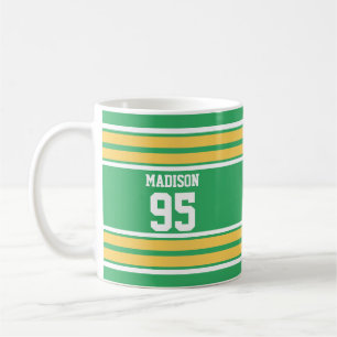 Yellow and Green Jersey Striped Custom Colours Coffee Mug