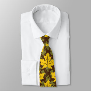 Yellow and green maple leaves fall colours custom tie