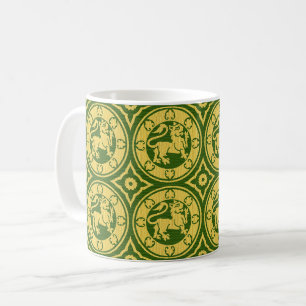 Yellow and Green Mediaeval Lions Coffee Mug