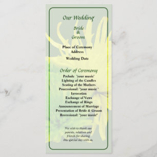 Yellow and Green Mums Wedding Program Programme