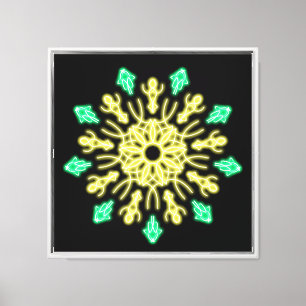 Yellow and green neon flower canvas print
