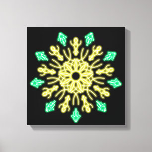Yellow and green neon flower canvas print