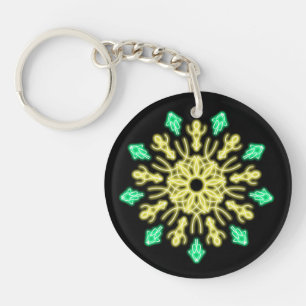 Yellow and green neon flower key ring