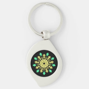 Yellow and green neon flower key ring