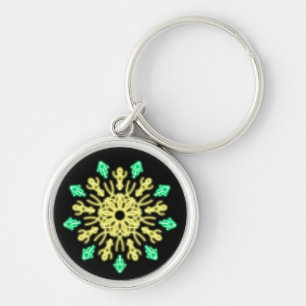 Yellow and green neon flower key ring