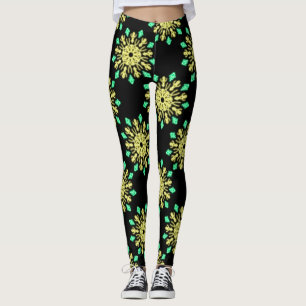 Yellow and green neon flower leggings