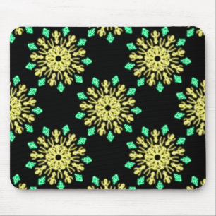 Yellow and green neon flower mouse mat