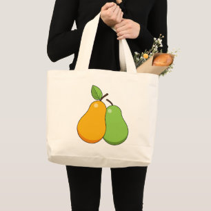Yellow and Green Pears Large Tote Bag
