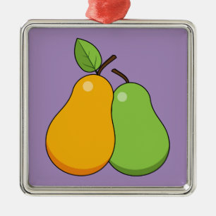 Yellow and Green Pears Metal Tree Decoration