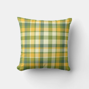 Yellow and Green Plaid Pattern Background Cushion