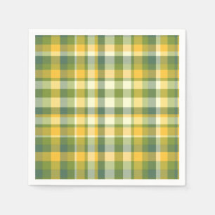 Yellow and Green Plaid Pattern Background Napkin