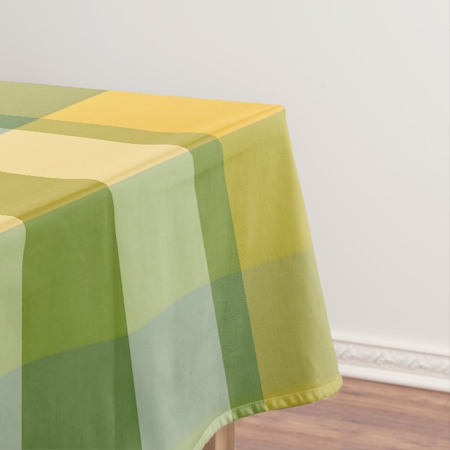 Yellow and Green Plaid Pattern Background Tablecloth (In Situ)