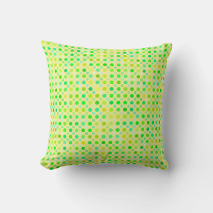 yellow and green polka dots   cushion