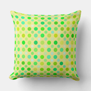 yellow and green polka dots  cushion