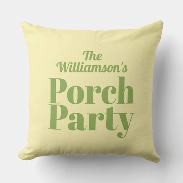 Yellow and Green Porch Party Summer Cushion (Front)
