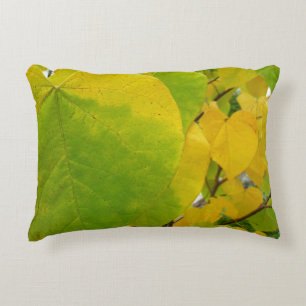 Yellow and Green Redbud Leaves Decorative Cushion