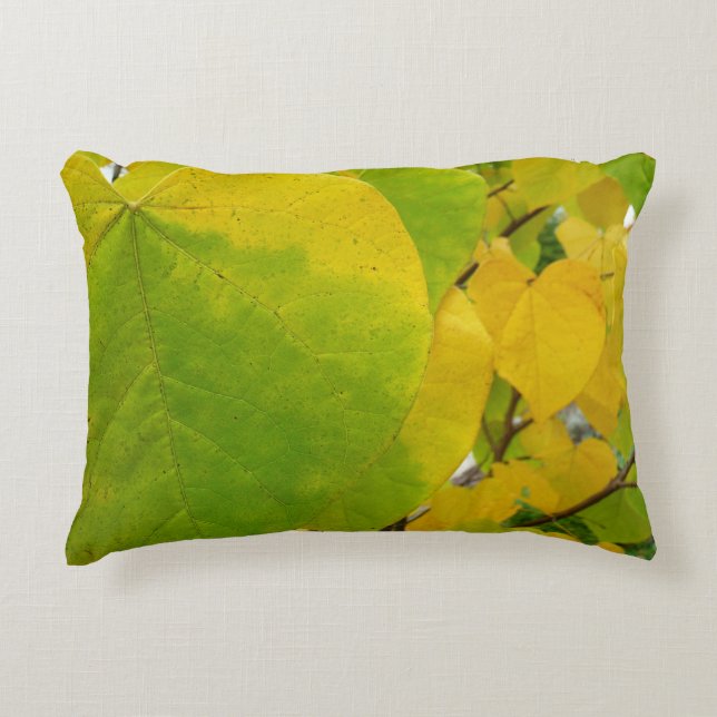 Yellow and Green Redbud Leaves Decorative Cushion (Front)