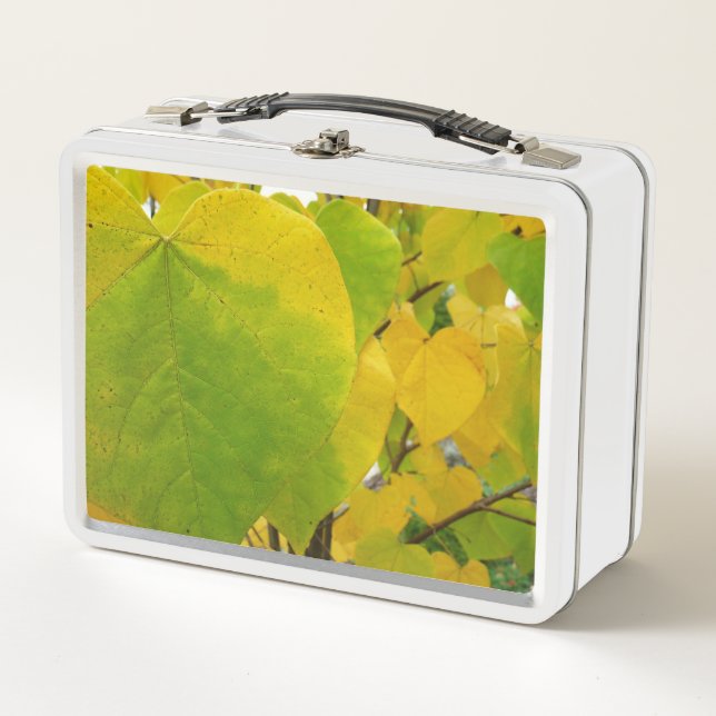 Yellow and Green Redbud Leaves Metal Lunch Box (Front)