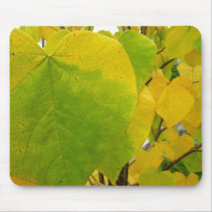 Yellow and Green Redbud Leaves Mouse Mat