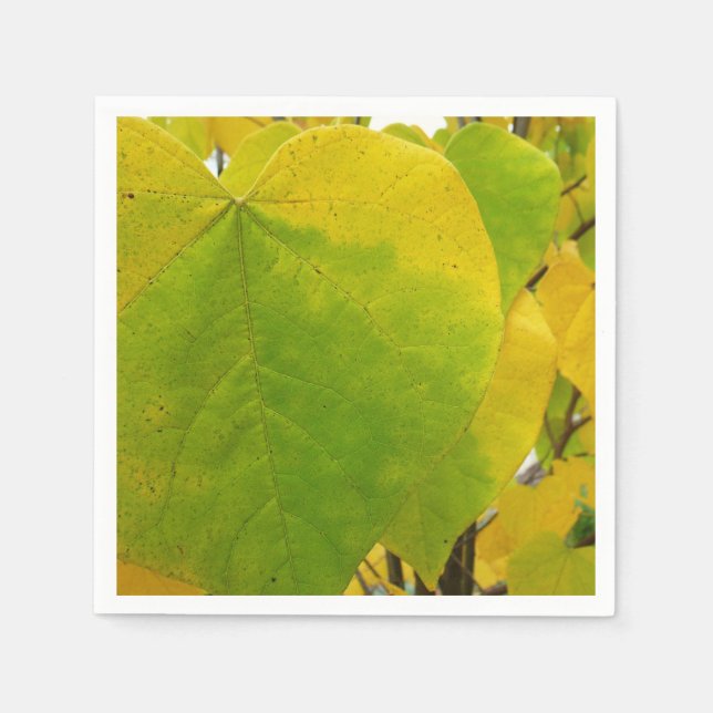 Yellow and Green Redbud Leaves Napkin (Front)