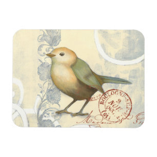 Yellow and Green Sparrow on Vintage Background Magnet