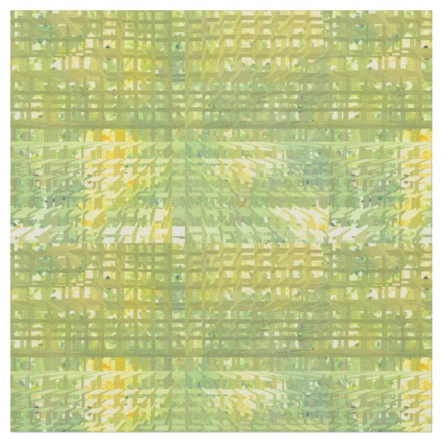 Yellow and Green Spring Cheerful Abstract Pattern Fabric (Close Up)