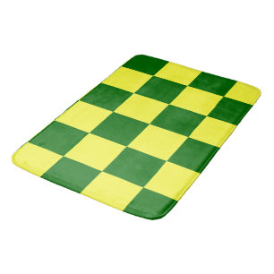 Yellow and Green Squares Bath Mat