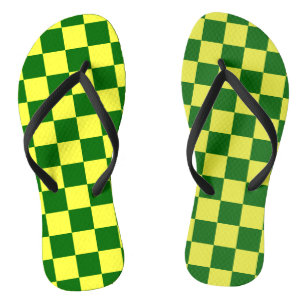 Yellow and Green Squares Flip Flops