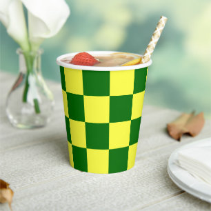 Yellow and Green Squares Paper Cups