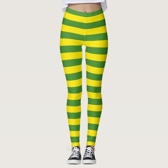 Yellow and Green Stripes Leggings (Front)