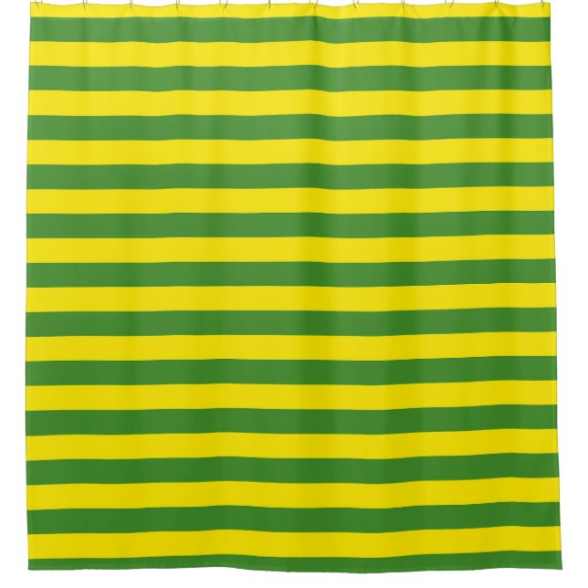 Yellow and Green Stripes Shower Curtain (Front)