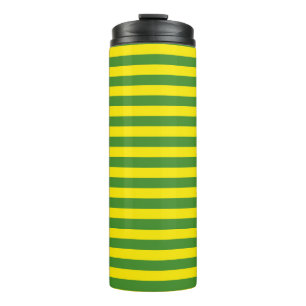 Yellow and Green Stripes Thermal Tumbler