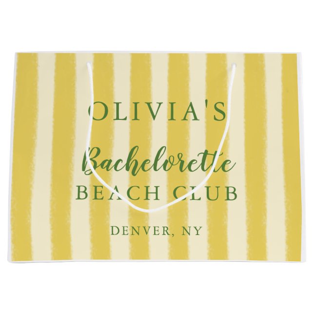 Yellow and Green Summer Bachelorette Large Gift Bag (Front)