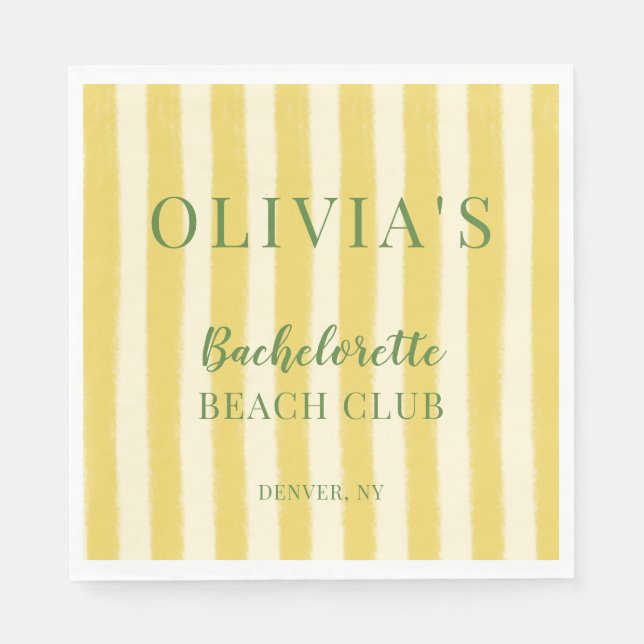 Yellow and Green Summer Bachelorette Napkin (Front)