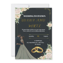 Yellow and Green Vintage Wedding Invitation