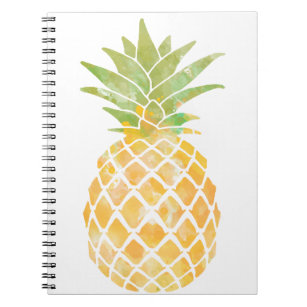 Yellow and Green Watercolor Pineapple Stencil Notebook
