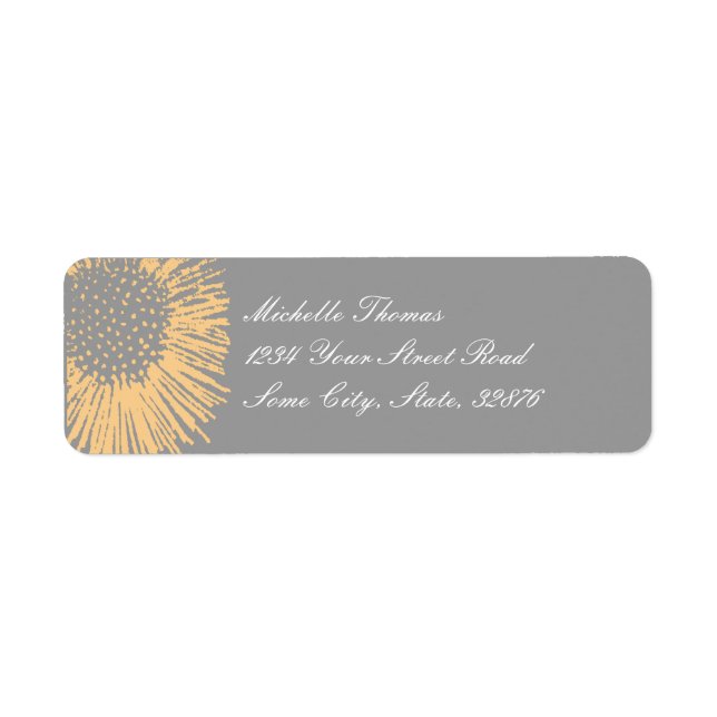 Yellow and Grey Abstract Floral Return Address (Front)