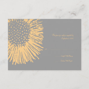 Yellow and Grey Abstract Floral Wedding RSVP Card