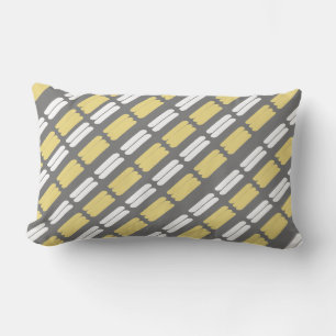 Yellow and Grey Abstract Geometric Pattern Lumbar Cushion