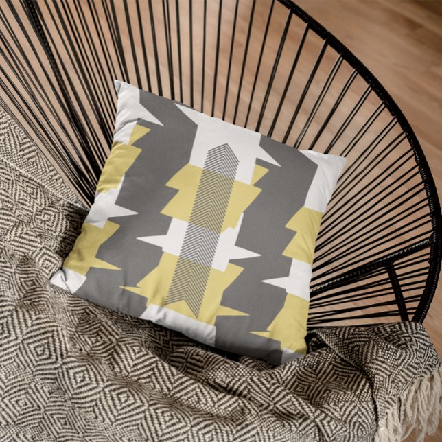 Yellow and Grey Abstract Pattern Design Pillow (Creator Uploaded)